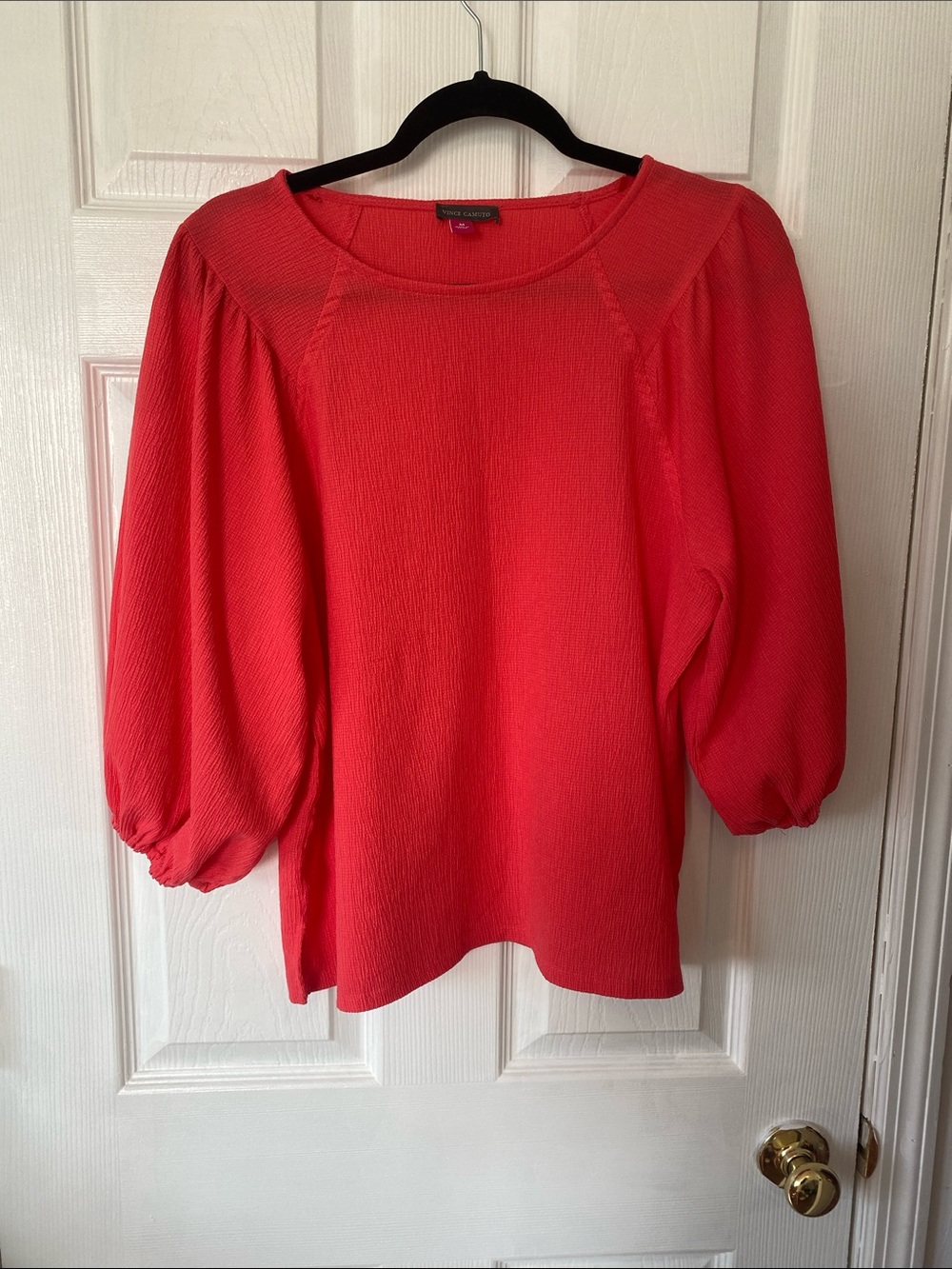 Vince Camuto Bright Coral Puff-Sleeve Blouse